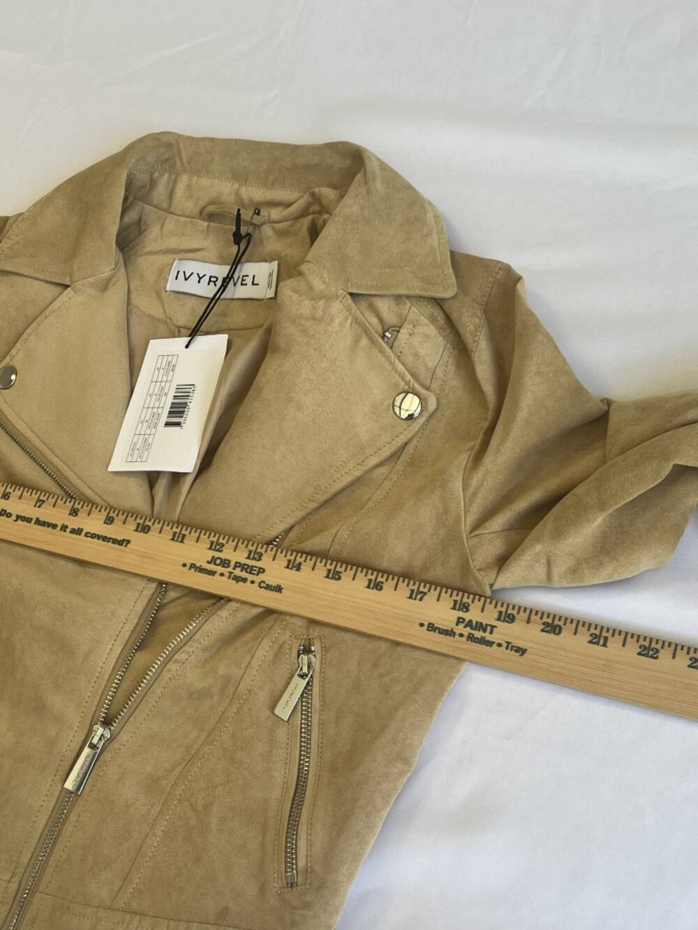 NWT Ivyrevel Biker Jacket Size 6 Beige Faux Suede Cropped Stockholm - Picture 4 of 8